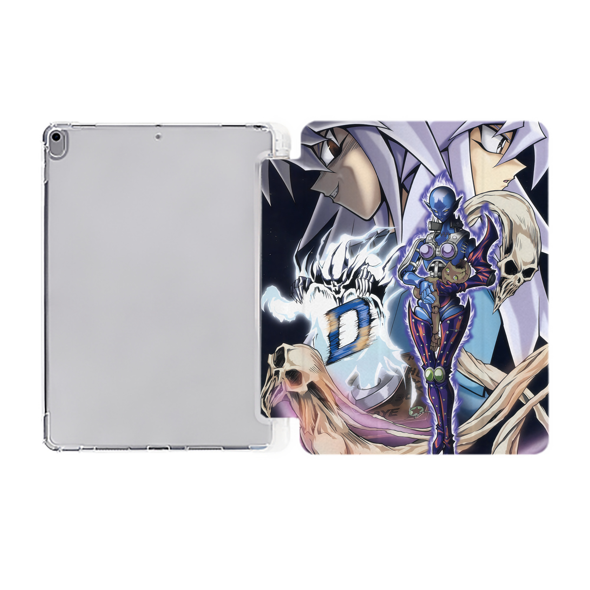 （画像用） 遊☆戯☆王 Yu-Gi-Oh! IPad ケース ペン収納付き 三つ折りスタンド PUレザー×シリコン 対応機種9.5/10.5/10.9インチ